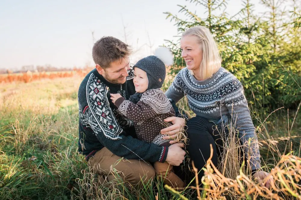 Family photographed in nature